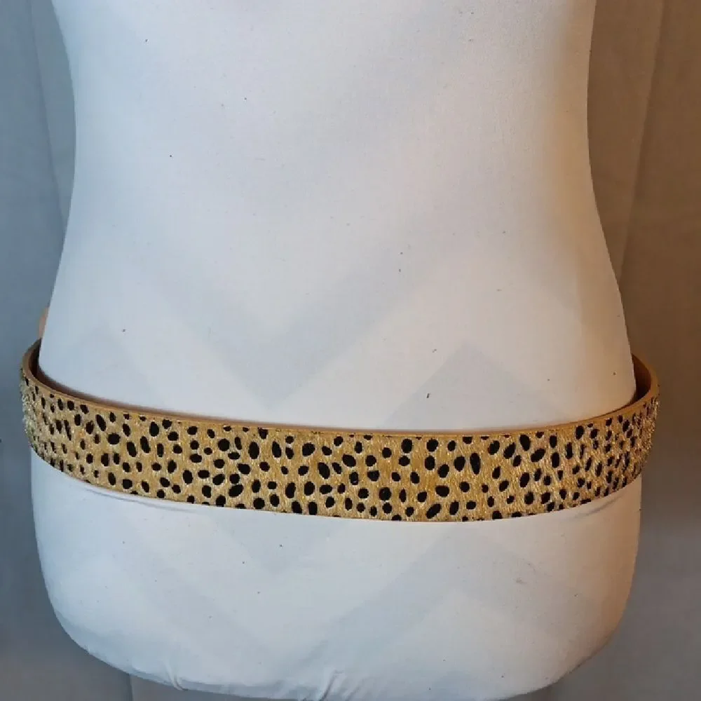 Leopard Print Belt with Silver Buckle